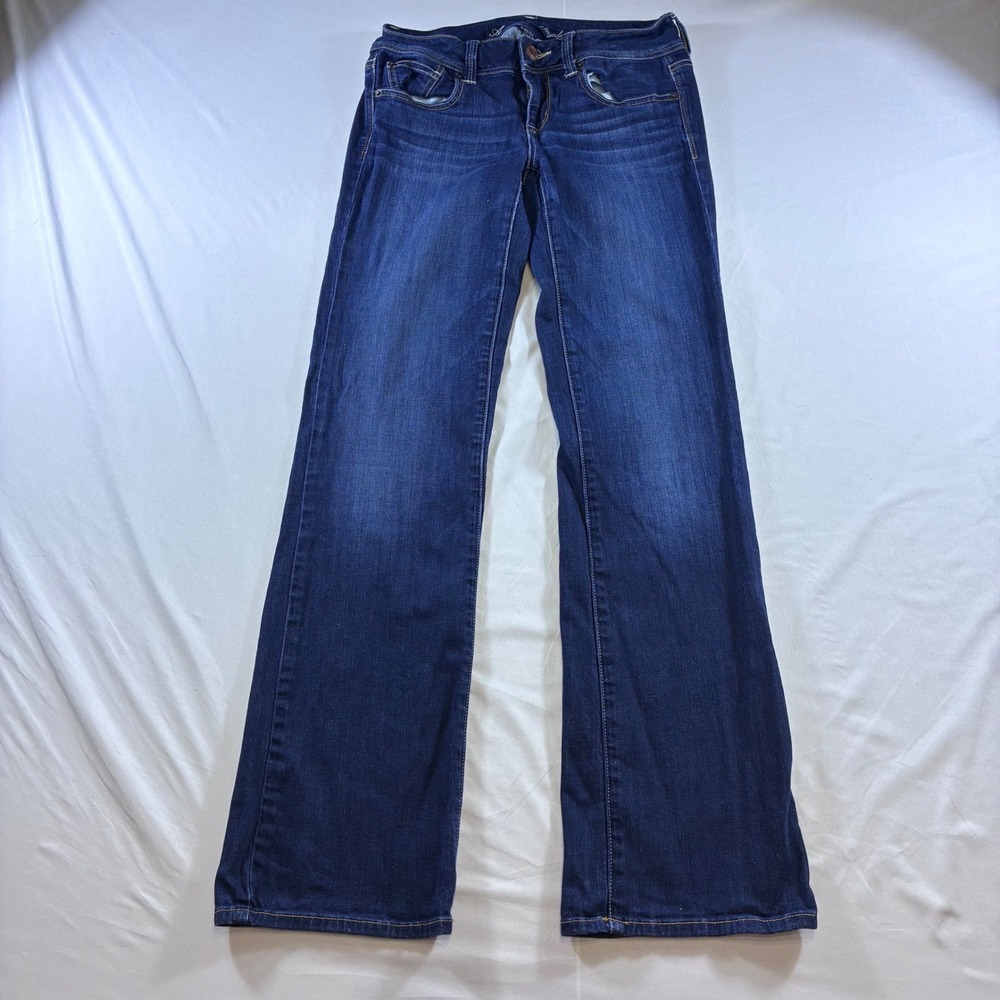 American Eagle Slim Boot Jeans Womens 8 Long Dark Wash Y2K Western Stretch Denim